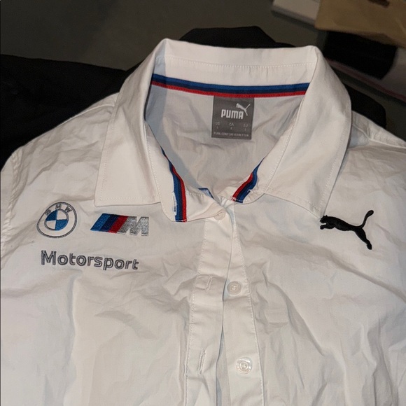 BMW Motorsport Puma White Polo long sleeve button down with Logo - Picture 4 of 10